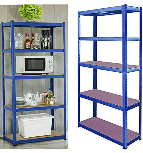 200x100x50CM Werkstattregal Schwerlastregal Einstellbar Regal mit 5 Verstellbare Ablagen, bis 875 kg Belastbar für Garage, Werkstatt, Speisekammer - Blau