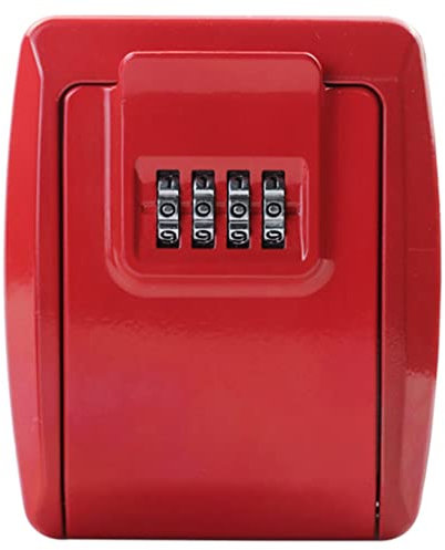 Schlüsselbox, Wandhalterung Schlüsselbox, 4-stellige Kombination Extra Große Wasserdichte Schlüsselaufbewahrungsbox, Box Für Schlüssel Aluminiumgehäuse ( Color : Red , Size : 11.5x9.5 cm )