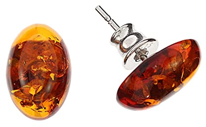 Boucles d'oreilles en ambre de la marque Artisana-Schmuck, élégantes boucles d'oreilles ovales en ambre et argent sterling 925/000 rhodié