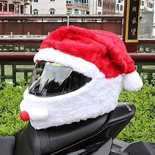 UVCMDUI Motorradhelm überzug, Weihnachten Weihnachtsmann Motorrad Helm Abdeckung, Motorradhelm Cover, Helmet Cover Lustige Weihnachtshelm-Hut-Dekorationen Und Geschenke
