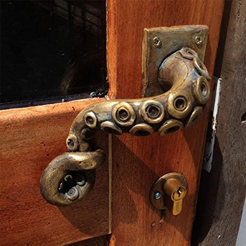 Vintage Door Handles Fashion Steampunk Octopus Simulation Door Knob Ornament Hall & Closet,Aged Bronze