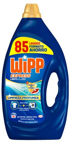 Wipp Express Detergente Líquido Limpio y Liso para lavadora (85 lavados), detergente líquido para lavadora para una limpieza profunda, jabón para ropa