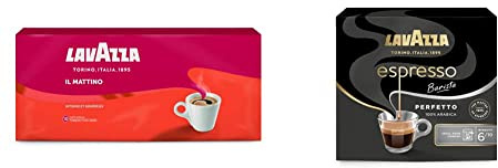 Lavazza Café Moulu Il Mattino, Espresso intense et Généreux, Lot de 4 Paquets x 250 g [1kg] & Espresso Barista Perfetto, Café Moulu, 2 Paquets de 250 g, avec Notes Aromatiques de Chocolat