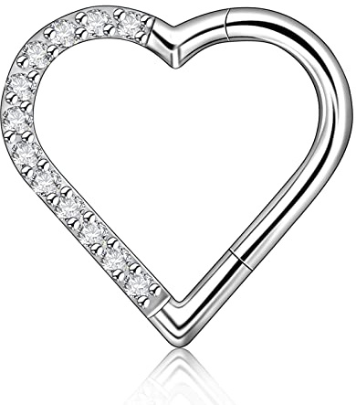 Longbeauty G23 Titan 16G Klicker Herzform Piercing Ring Segmentring Ohrpiercing Daith Helix Tragus Knorpel Ohrringe
