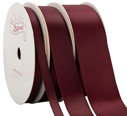 Zofrud Set med 3 rullar dubbelsidigt satinband – 27 meter totalt (6 mm, 16 mm och 25 mm x 9 m) – perfekt för hantverk, presentförpackning och bröllop