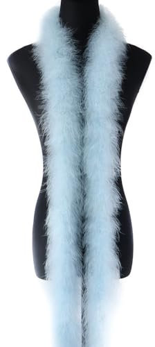 2m 8cm Federboa Truthahnfedern Boa,Flauschige Plüsch-Feder Boa Federstola Federschal Federgirlande für Weihnachtsbaum Hochzeit Basteln Burlesque Karneval Party 20er Jahre Kostüm Deko,ca. 20g Hellblau