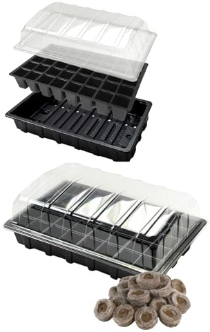 Muddy Hands 40 Cell Propagator Seed Tray with Lid & 40 Peat Free Coco Coir Soil Compost Pellets – Plant Seedling Germination Growing Starting Tray