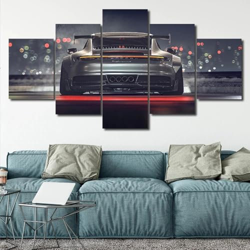 CHTEMKSJ leinwandbilder wohnzimme 5 teilig Porsch 911 GT3 Auto leinwand bilder wandbilder schlafzimmer wandbilder wohnzimmer modern Wanddekoration 100 * 55