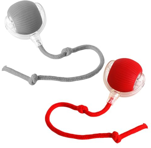 Dubbulon 2Uds Interactivo para Gatos - Bola Giratoria Automática Activada por Movimiento | Eléctrico con Cuerda Larga | Type-C Recargable
