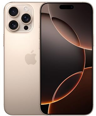 Apple iPhone 16 Pro Max 1 TB: 5G Handy mit Kamerasteuerung, 4K 120 Dolby Vision und einem großen Sprung bei der Batterielaufzeit. Funktioniert mit AirPods, Titan Wüstensand