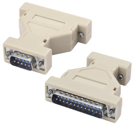 MEIRIYFA DB9 to DB25 Serial Coupler Adapter,DB9 Male to DB25 Male RS-232 Serial Gender Changer at Modem Adapter Connetor for PC Serial Devices -2PCS (DB9 Male to DB25 Male)