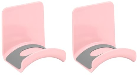 sourcing map Headphone Stand, 2 Pcs ABS Headset Holder Adhesive Headphone Holder Hook Mount Headphone Hanger Hook Under Desk for Gaming Headphones Earphones Cables, Pink(Wall-mounted)