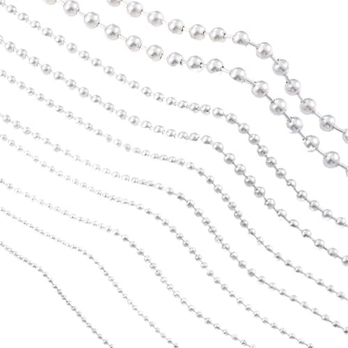 NihaoWXM Stainless Steel Ball Bead Chains Silver Color Necklaces Women For DIY Pendant Jewelry Findings Ball Chain(40CM (16INCH),SILVER_WIDTH 2.4MM)