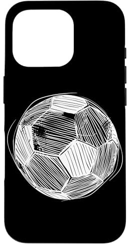 Coque pour iPhone 16 Pro Ballon de football Dessin au trait Football Pitch