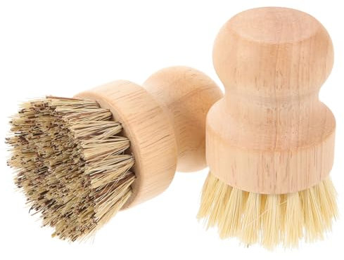 WATIIFUFU 2pcs Palm and Coir Scrub Brushes Set Natural Dish Cleaning Brush for Kitchen Pots Pans Household Use for Effective Kitchen Cleaning