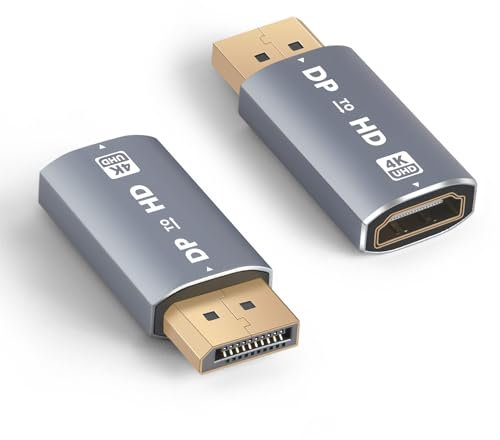 AXFEE 2 Pezzi Adattatore DisplayPort a HDMI 4K, Risoluzione 4K@30hz DP Maschio a HDMI Femmina Convertitore, hdmi Adattatore Displayport, per HDTV, Monitor, Proiettori, Portatili, Desktop