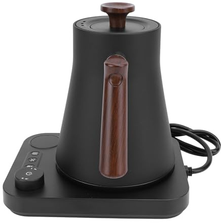 Hervidor Eléctrico de Cuello de Cisne, Tetera de Acero Inoxidable de 1200 W con Control Preciso de Temperatura, Hervidor de café con Pantalla LCD, Temporizador, (Enchufe europeo