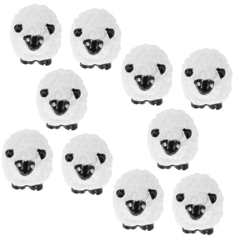 Figurines de Mouton Miniatures de Jardin, Lot de 10, Résine Blanche