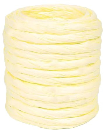 ALLWSLucky 12M Cinta de Papel Rafia, 4 mm Cuerda de Papel Natural, Cuerda Rafia Natural Para Envoltura De Regalos, Artesanía de Bricolaje, Decoración, Floristería (Amarillo claro, 1 pcs)