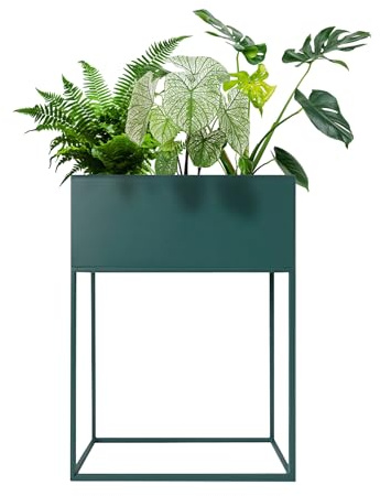 Kondela Multifunktionaler Pflanzenständer/Blumentopf/Beistelltisch - Metall, bis 15 kg, für Innen, Dunkelgrün - Blumenständer, Pflanzenständer, Übertopf - Pflanzgefäß - Modern, Dekoration INDIZE