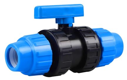 Wzzy Gurder 25 mm PE-rör plast klämkontakt PP-montering 2-vägs rörventil för 25 mm PE-rör (blå)