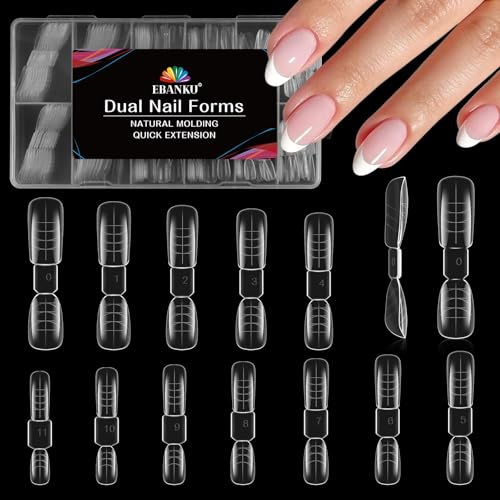 EBANKU 120PCS Poppit Ongle Kit, Réutilisable Double Shape Capsule Americaine Ongle Gel Nail d'extension Kit Faux Ongles Couverture Complète, PMMA Gel Pose Manucure pour Femme Fille