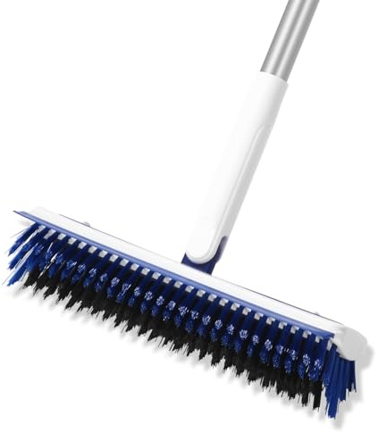 Zaxiva Spazzolone per Pavimenti 2 in 1 con Tira Acqua e Setole Rigide, Manico in 5 Parti Estensibile Fino a 1,8 m, per Bagno, Cucina, Piscina, Garage, Spazzolone Esterni, Spazzola Lavapavimenti