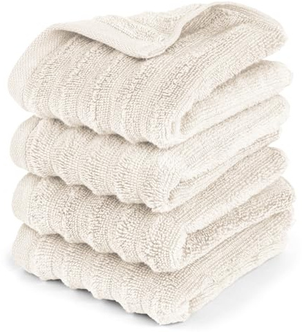 Pure Label Gästehandtuch 4-TLG. 4x30x50cm 100% Baumwolle saugstark, Creme | Spürbar weich, saugstark und ideal für Bad, Gäste und täglichen Komfort