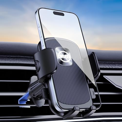 CASEZY Car Phone Holder – Secure Grip with Upgraded Metal Hook, 360° Rotation & One-Handed Use, Horizontal Air Vent Mount, Compatible with iPhone, Samsung, Google Pixel, Huawei & All Smartphones