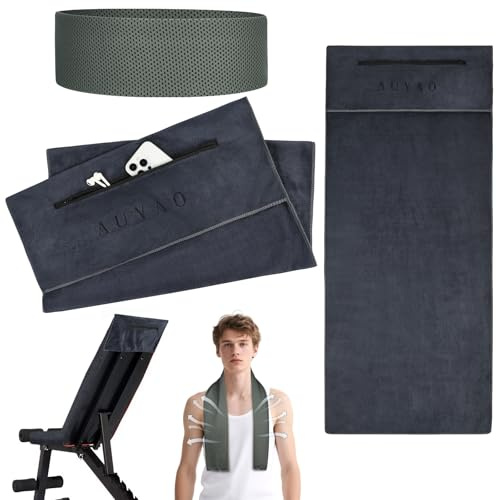 AUYAO Telo Fitness, 120x50cm, Uomo Donna Asciugamano Microfibra Palestra, 2PZ Asciugamano Sportivo Rapida Asciugatura con Asciugamano rinfrescante, Asciugamano Palestra Fitness per Panca Palestra