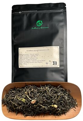 Jasmine Green Tea, Thé vert aux fleurs de jasmin, feuilles de thé séchés originales naturelles aux fleurs de jasmin de 100g