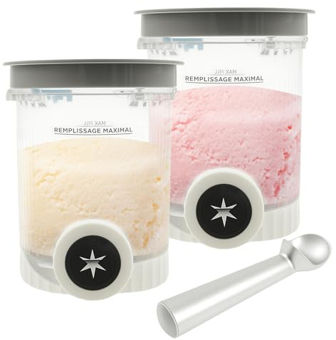 2 recipientes para helados de 12 x 12 x 14 cm, recipiente con tapa, cuchara de helado, no es fácil de derretir, vaso cremoso para almacenar helados, batidos de leche