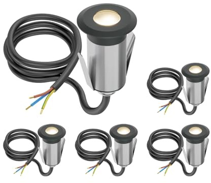 ledscom.de 5 pièces LED encastrées dans le sol GLOX pour l'extérieur, IP67, anthracite, rond, 35mm Ø, blanc chaud
