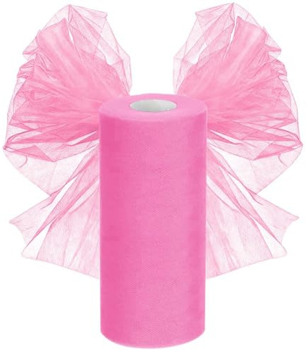 Rotolo di Tulle 30cm x 92,5m, Nastro in Tulle Decorazione per Matrimoni, Tull in Organza per DIY Tutu Gonna, Tabella, Craft, Fiocco, Decorazioni per Feste (Rosa)