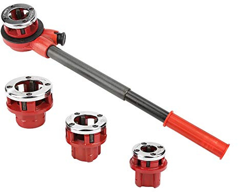 CHICIRIS Kit de Enhebrado de Tuberías de Fontanero Manual, Juego de Herramientas de Enhebrado de Largo para Tuberías Galvanizadas (Tipo 62B cuatro cabezas)