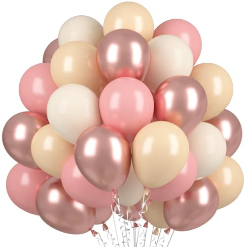 60 Pezzi Palloncini Rosa Antico e Oro Rosa, Palloncini Compleanno In Oro Rosa Bianco Beige, Ghirlanda Palloncino Lattice per Compleanni, Matrimoni, Anniversari, Gender Reveal, Feste Di Baby Shower