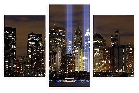 Alonline Art - WTC Twins NYC by Split 3 Panels | Print on fine Art Photo Paper Poster (Rolled) | 39x26 - 99x66cm | Wall Art Home Decor for Dining Room or for Living Room | Picture Painting HD