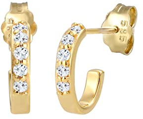 Elli Premium Ohrringe Damen Creole Klassisch mit Topas Edelstein