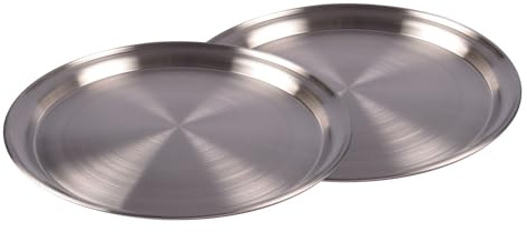 Lot de 2 Plateau en Inox 35 cm Plateau de service Plateau petit déjeuner Bougie Plateau