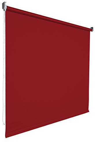 Kettenzugrollo Seitenzugrollo Tür Fenster Rollo Vorhang 14 Farben Breite 62 bis 202 cm Länge 180 cm lichtdurchlässig halbtransparent Metall Träger Wandmontage Deckenmontage (92 x 180 cm / Rot)
