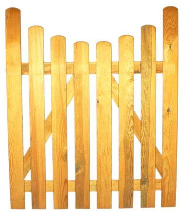 StaketenTür 'Standard' 100x120/100 cm - unten – kdi / V2A Edelstahl Schrauben verschraubt - aus frischem Holz gehobelt – unten gebogene Ausführung - kesseldruckimprägniert