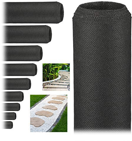 Relaxdays Unkrautvlies, 50 g/m², 5 m, Pflanzenschutz, wasserdurchlässig, UV-beständig, starkes Gartenvlies, schwarz, 1 Stück