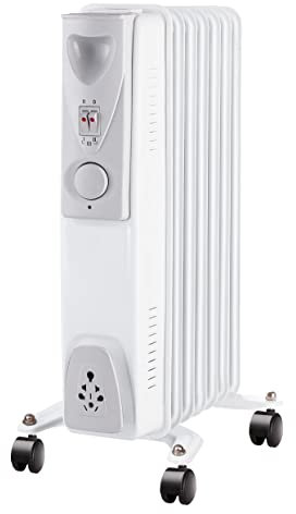 Radiatore a olio 7 elementi, 1500 W, termostato regolabile e sistema di sicurezza in caso di surriscaldamento