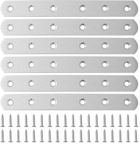 BuxiuGK 6 Piezas 164x20 mm Soportes de Placa Plana Placa de Unión Plana Acero Inoxidable para La Fijación de Muebles