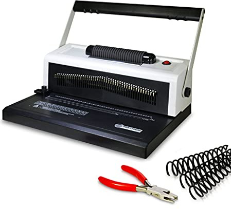 Coilbind S25A Spiral Coil Binding Machine for Office – Hole Punch with Electric Coil Inserter – Adjustable Margins & Disengaging Pins – Free Crimper Tool & 100 Coils – 4:1 Pitch – 20 Sheet Capacity