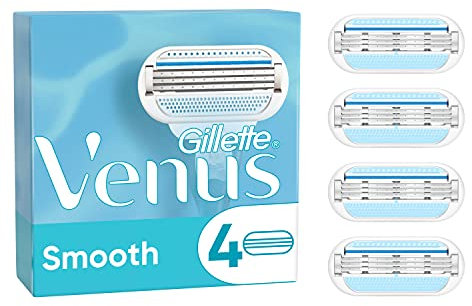 Gillette Venus Smooth Rasierklingen Damen, 4 Ersatzklingen für Damenrasierer mit 3-fach Klinge