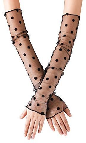 FakeFace Armstulpen Sommer Damen Kühlung Arm Ärmel Spitze Arm Stulpen UV-Sonnenschutz Armlinge Lange Netz Handstulpen Dünne Eisseide Armschutz für Radsport, Klettern, Wandern und Reisen
