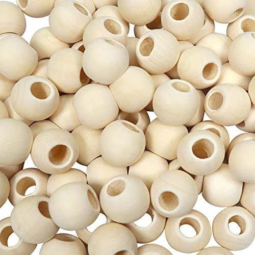 TOAOB 100 Pezzi Perline di Legno Rotonde Naturale 20 mm Grandi Foro Palline Legna per Collane Bracciali Fai da Te Creazione Gioielli Lavoretti Decorazioni Artigianali