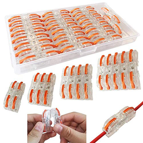 Morsettiere Elettriche, CTRICALVER 26 Pcs SPL-1 Compact Connettore, Morsettiera a Barra di Pressione Bilaterale, connettori elettrici rapidi (rosso)