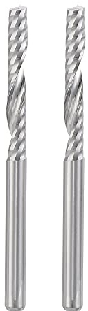 sourcing map 2 Stück VHM Schaftfräser 3.175 mm, Klingenlänge 25 mm CNC Fräser für Edelstahl, Verbundwerkstoffe und Legierungen